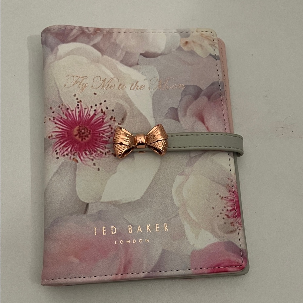 Ted Baker Floral Passport Holder - Pink and Gold